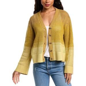 ATM Anthony Thomas Melillo Cardigan Womens S Yellow Ombre Open Knit Wool-Blend
